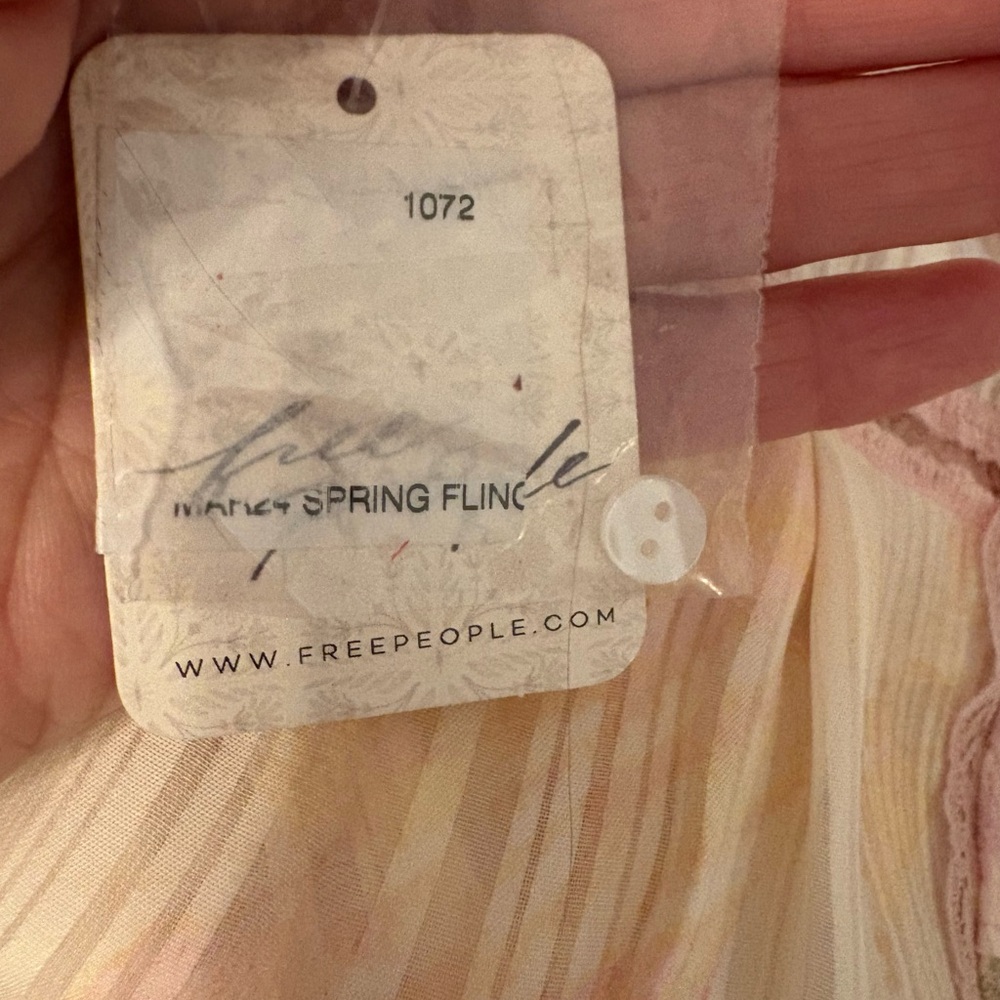 FREE PEOPLE SPRING FLING Mini Dress - Cream and Pink - Picture 9 of 10